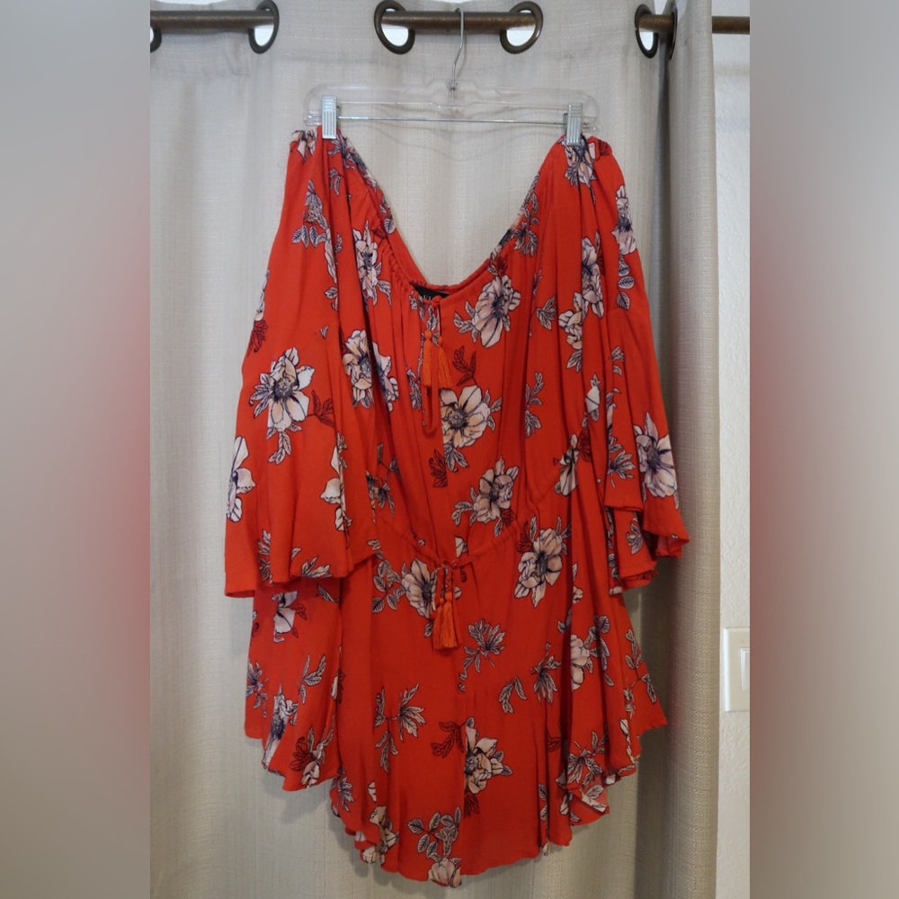 Vici Red Floral Off-Shoulder Jumpsuit Romper